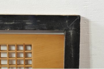 ビンテージ建具　松・鷲　彫刻と組子細工の組み合わせが美しい欄間2枚セット(明り取り、明かり取り、ランマ、ヴィンテージ)(R-076334)