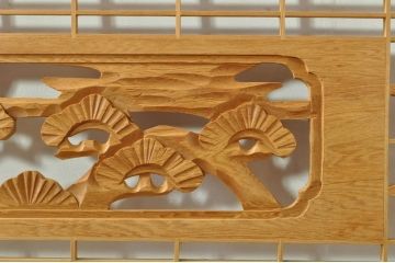 ビンテージ建具　松・鷲　彫刻と組子細工の組み合わせが美しい欄間2枚セット(明り取り、明かり取り、ランマ、ヴィンテージ)(R-076334)