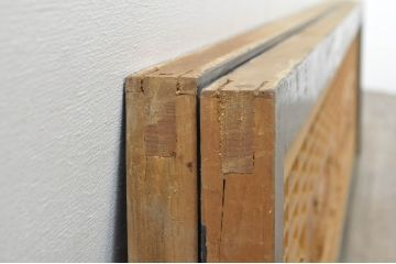 ビンテージ建具　松・鷲　彫刻と組子細工の組み合わせが美しい欄間2枚セット(明り取り、明かり取り、ランマ、ヴィンテージ)(R-076334)