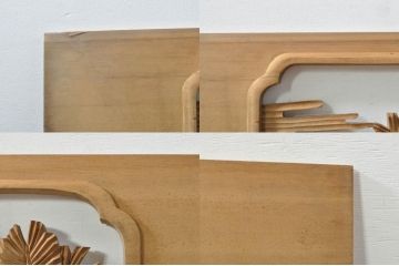 アンティーク建具　和の雰囲気を高める松と鷹の彫刻欄間2枚セット(明り取り、明かり取り)(R-076335)