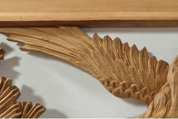 アンティーク建具　和の雰囲気を高める松と鷹の彫刻欄間2枚セット(明り取り、明かり取り)(R-076335)