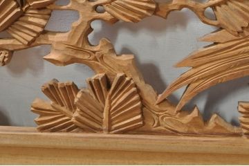 アンティーク建具　和の雰囲気を高める松と鷹の彫刻欄間2枚セット(明り取り、明かり取り)(R-076335)