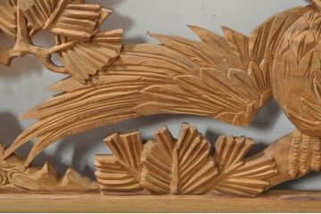 アンティーク建具　和の雰囲気を高める松と鷹の彫刻欄間2枚セット(明り取り、明かり取り)(R-076335)