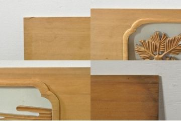 アンティーク建具　和の雰囲気を高める松と鷹の彫刻欄間2枚セット(明り取り、明かり取り)(R-076335)