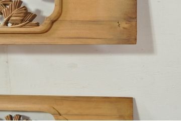 アンティーク建具　和の雰囲気を高める松と鷹の彫刻欄間2枚セット(明り取り、明かり取り)(R-076335)
