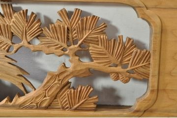 アンティーク建具　和の雰囲気を高める松と鷹の彫刻欄間2枚セット(明り取り、明かり取り)(R-076335)