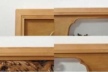 アンティーク建具　井波彫刻　秀山之作　力強い松の図柄が美しい彫刻欄間2枚セット(明り取り、明かり取り)(R-076336)