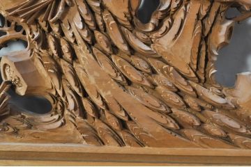 アンティーク建具　井波彫刻　秀山之作　力強い松の図柄が美しい彫刻欄間2枚セット(明り取り、明かり取り)(R-076336)