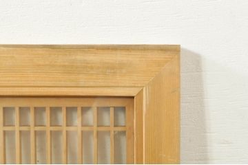 ビンテージ建具　両面ガラス　繊細な格子が目を惹く筬欄間2枚セット(明り取り、明かり取り、オサランマ、おさらんま、格子欄間、ヴィンテージ)(R-076337)