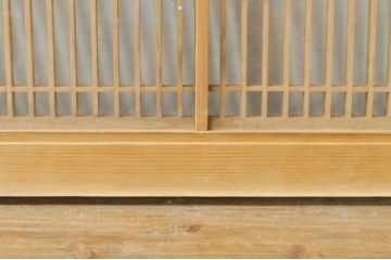 ビンテージ建具　両面ガラス　繊細な格子が目を惹く筬欄間2枚セット(明り取り、明かり取り、オサランマ、おさらんま、格子欄間、ヴィンテージ)(R-076337)