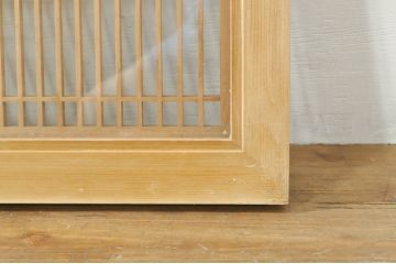 ビンテージ建具　両面ガラス　繊細な格子が目を惹く筬欄間2枚セット(明り取り、明かり取り、オサランマ、おさらんま、格子欄間、ヴィンテージ)(R-076337)