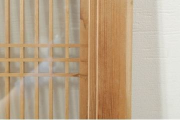 ビンテージ建具　両面ガラス　繊細な格子が目を惹く筬欄間2枚セット(明り取り、明かり取り、オサランマ、おさらんま、格子欄間、ヴィンテージ)(R-076337)