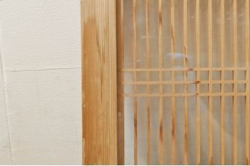 ビンテージ建具　両面ガラス　繊細な格子が目を惹く筬欄間2枚セット(明り取り、明かり取り、オサランマ、おさらんま、格子欄間、ヴィンテージ)(R-076337)