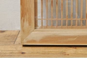 ビンテージ建具　両面ガラス　繊細な格子が目を惹く筬欄間2枚セット(明り取り、明かり取り、オサランマ、おさらんま、格子欄間、ヴィンテージ)(R-076337)