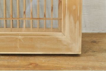 ビンテージ建具　両面ガラス　繊細な格子が目を惹く筬欄間2枚セット(明り取り、明かり取り、オサランマ、おさらんま、格子欄間、ヴィンテージ)(R-076337)