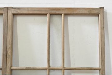 アンティーク建具　レトロ空間におすすめ!素朴な木味が魅力的なガラス窓2枚セット(引き戸、ガラス戸)(R-076339)