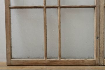 アンティーク建具　レトロ空間におすすめ!素朴な木味が魅力的なガラス窓2枚セット(引き戸、ガラス戸)(R-076339)