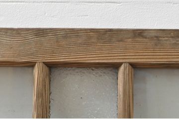 アンティーク建具　レトロ空間におすすめ!素朴な木味が魅力的なガラス窓2枚セット(引き戸、ガラス戸)(R-076339)