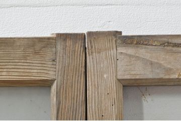 アンティーク建具　レトロ空間におすすめ!素朴な木味が魅力的なガラス窓2枚セット(引き戸、ガラス戸)(R-076339)