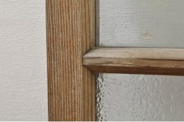 アンティーク建具　レトロ空間におすすめ!素朴な木味が魅力的なガラス窓2枚セット(引き戸、ガラス戸)(R-076339)