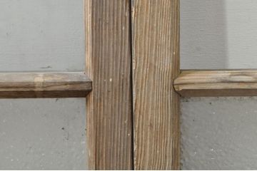 アンティーク建具　レトロ空間におすすめ!素朴な木味が魅力的なガラス窓2枚セット(引き戸、ガラス戸)(R-076339)