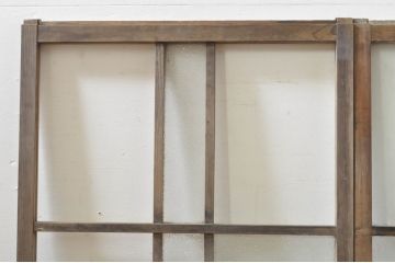 アンティーク建具　レトロ空間におすすめ!素朴な木味が魅力的なガラス窓2枚セット(引き戸、ガラス戸)(R-076339)