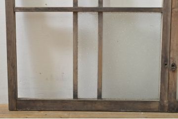 アンティーク建具　レトロ空間におすすめ!素朴な木味が魅力的なガラス窓2枚セット(引き戸、ガラス戸)(R-076339)