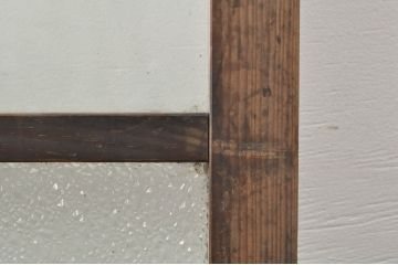 アンティーク建具　レトロ空間におすすめ!素朴な木味が魅力的なガラス窓2枚セット(引き戸、ガラス戸)(R-076339)