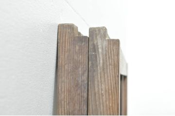 アンティーク建具　レトロ空間におすすめ!素朴な木味が魅力的なガラス窓2枚セット(引き戸、ガラス戸)(R-076339)