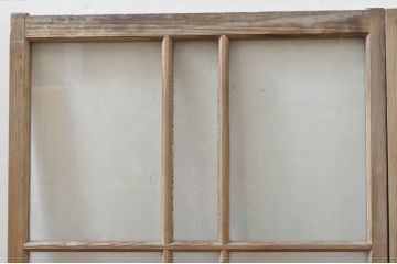アンティーク建具　レトロ空間におすすめ!素朴な木味が魅力的なガラス窓2枚セット(引き戸、ガラス戸)(R-076340)