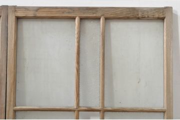アンティーク建具　レトロ空間におすすめ!素朴な木味が魅力的なガラス窓2枚セット(引き戸、ガラス戸)(R-076340)