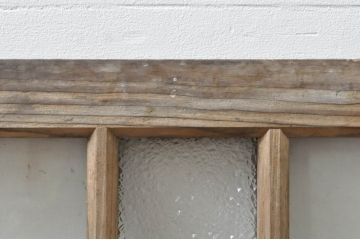 アンティーク建具　レトロ空間におすすめ!素朴な木味が魅力的なガラス窓2枚セット(引き戸、ガラス戸)(R-076340)