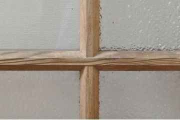 アンティーク建具　レトロ空間におすすめ!素朴な木味が魅力的なガラス窓2枚セット(引き戸、ガラス戸)(R-076340)