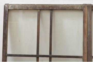 アンティーク建具　レトロ空間におすすめ!素朴な木味が魅力的なガラス窓2枚セット(引き戸、ガラス戸)(R-076340)