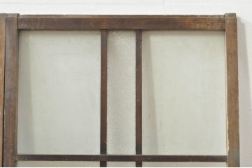 アンティーク建具　レトロ空間におすすめ!素朴な木味が魅力的なガラス窓2枚セット(引き戸、ガラス戸)(R-076340)