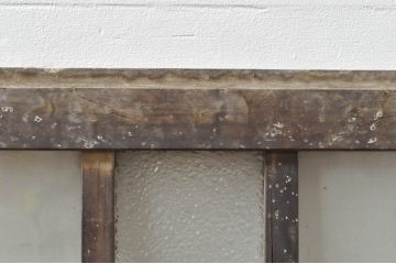 アンティーク建具　レトロ空間におすすめ!素朴な木味が魅力的なガラス窓2枚セット(引き戸、ガラス戸)(R-076340)