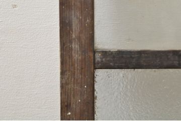 アンティーク建具　レトロ空間におすすめ!素朴な木味が魅力的なガラス窓2枚セット(引き戸、ガラス戸)(R-076340)