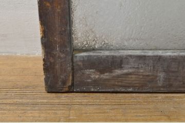アンティーク建具　レトロ空間におすすめ!素朴な木味が魅力的なガラス窓2枚セット(引き戸、ガラス戸)(R-076340)