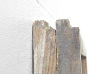 アンティーク建具　レトロ空間におすすめ!素朴な木味が魅力的なガラス窓2枚セット(引き戸、ガラス戸)(R-076340)