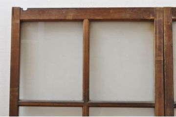アンティーク建具　古い木味が魅力的なガラス窓2枚セット(引き戸、ガラス戸)(R-076341)