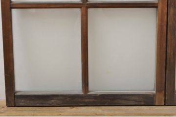 アンティーク建具　古い木味が魅力的なガラス窓2枚セット(引き戸、ガラス戸)(R-076341)