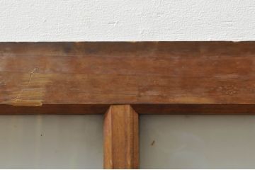 アンティーク建具　古い木味が魅力的なガラス窓2枚セット(引き戸、ガラス戸)(R-076341)