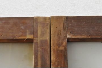 アンティーク建具　古い木味が魅力的なガラス窓2枚セット(引き戸、ガラス戸)(R-076341)