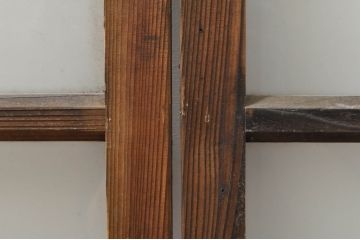 アンティーク建具　古い木味が魅力的なガラス窓2枚セット(引き戸、ガラス戸)(R-076341)