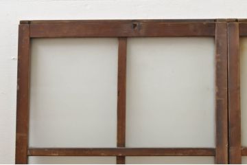 アンティーク建具　古い木味が魅力的なガラス窓2枚セット(引き戸、ガラス戸)(R-076341)