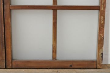 アンティーク建具　古い木味が魅力的なガラス窓2枚セット(引き戸、ガラス戸)(R-076341)
