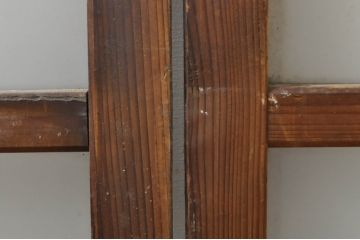 アンティーク建具　古い木味が魅力的なガラス窓2枚セット(引き戸、ガラス戸)(R-076341)
