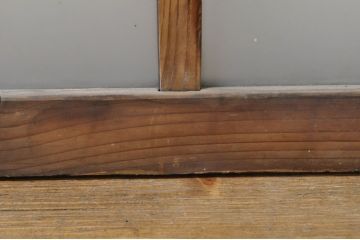 アンティーク建具　古い木味が魅力的なガラス窓2枚セット(引き戸、ガラス戸)(R-076341)