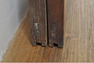 アンティーク建具　古い木味が魅力的なガラス窓2枚セット(引き戸、ガラス戸)(R-076341)