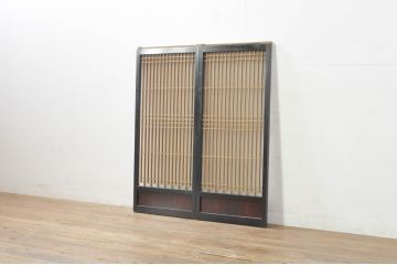アンティーク建具　片面ガラス　上質な和の空間を演出する書院戸2枚セット(引き戸、窓)(R-076344)